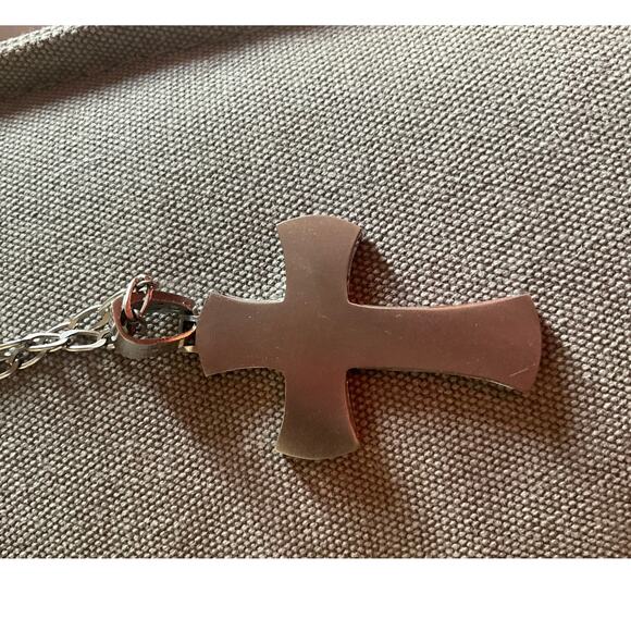 Tattoo of You Mirror+Diamond Cross Pendant Men's Necklace - Picture 7 of 9